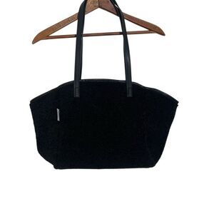 Neiman Marcus Black Shearling Sherpa Tote Bag